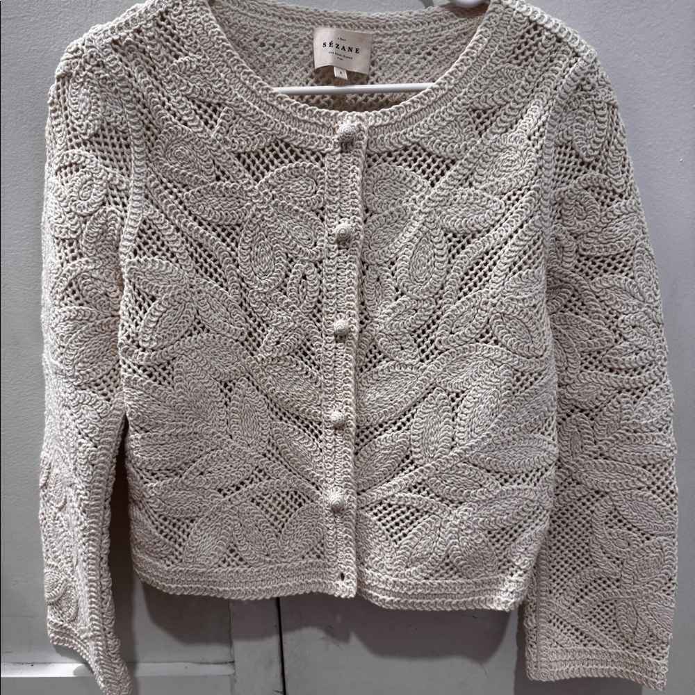 Sezane Nora Floral Crochet Cardigan - Picture 4 of 4